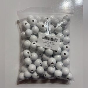 White Round Wooden Beads